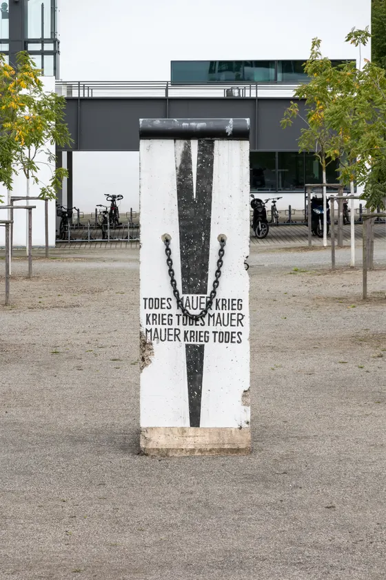 Berlin Wall segments standing on a street in Bonn.
